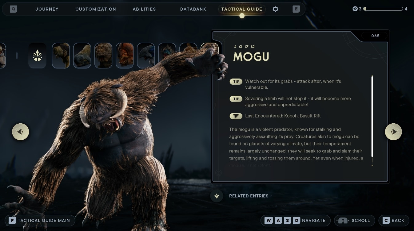 Star Wars Jedi Survivor Mogu Creature Databank Description