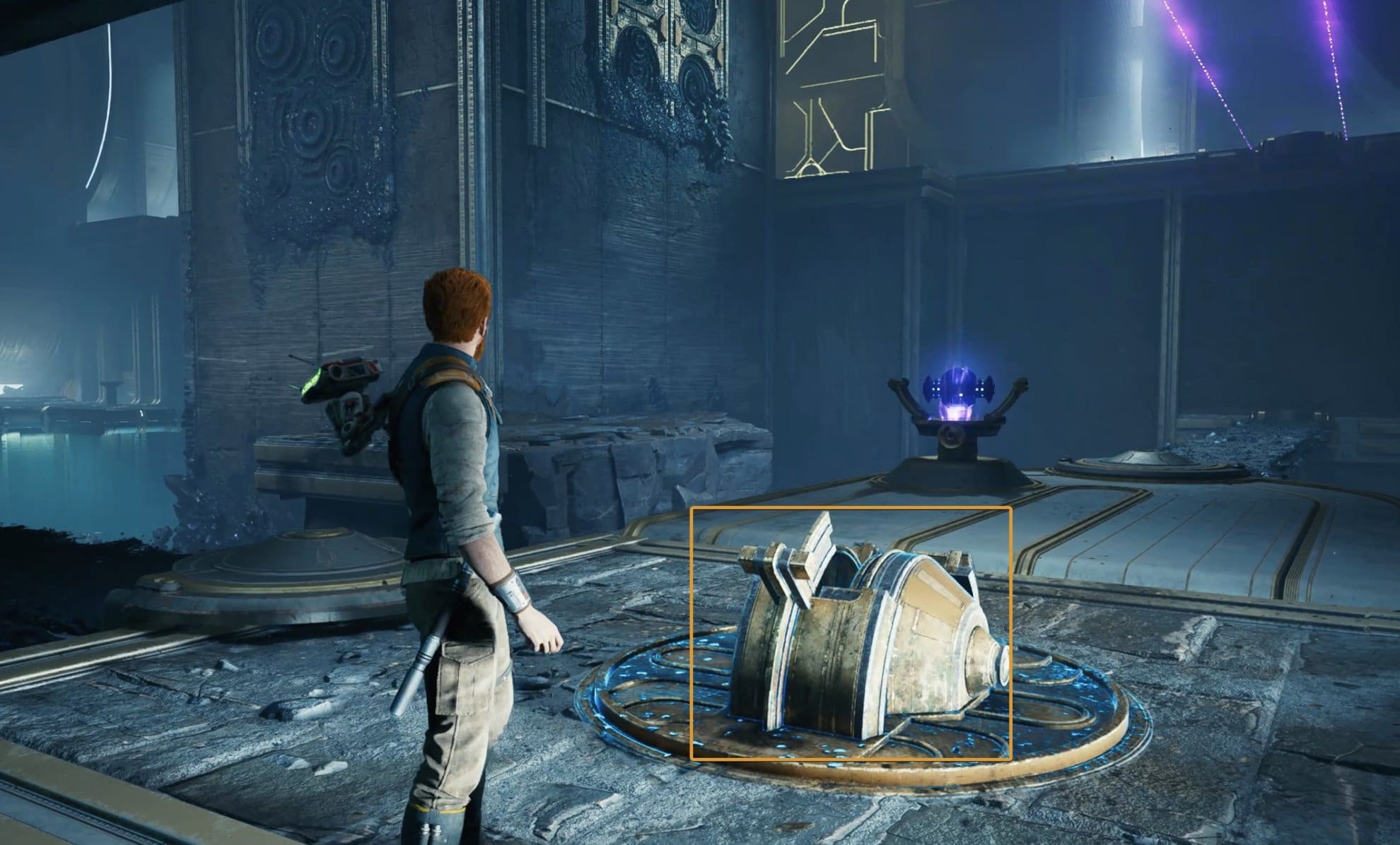 Push the lever to bring Amplifier 3 with Orb 1 to the top level