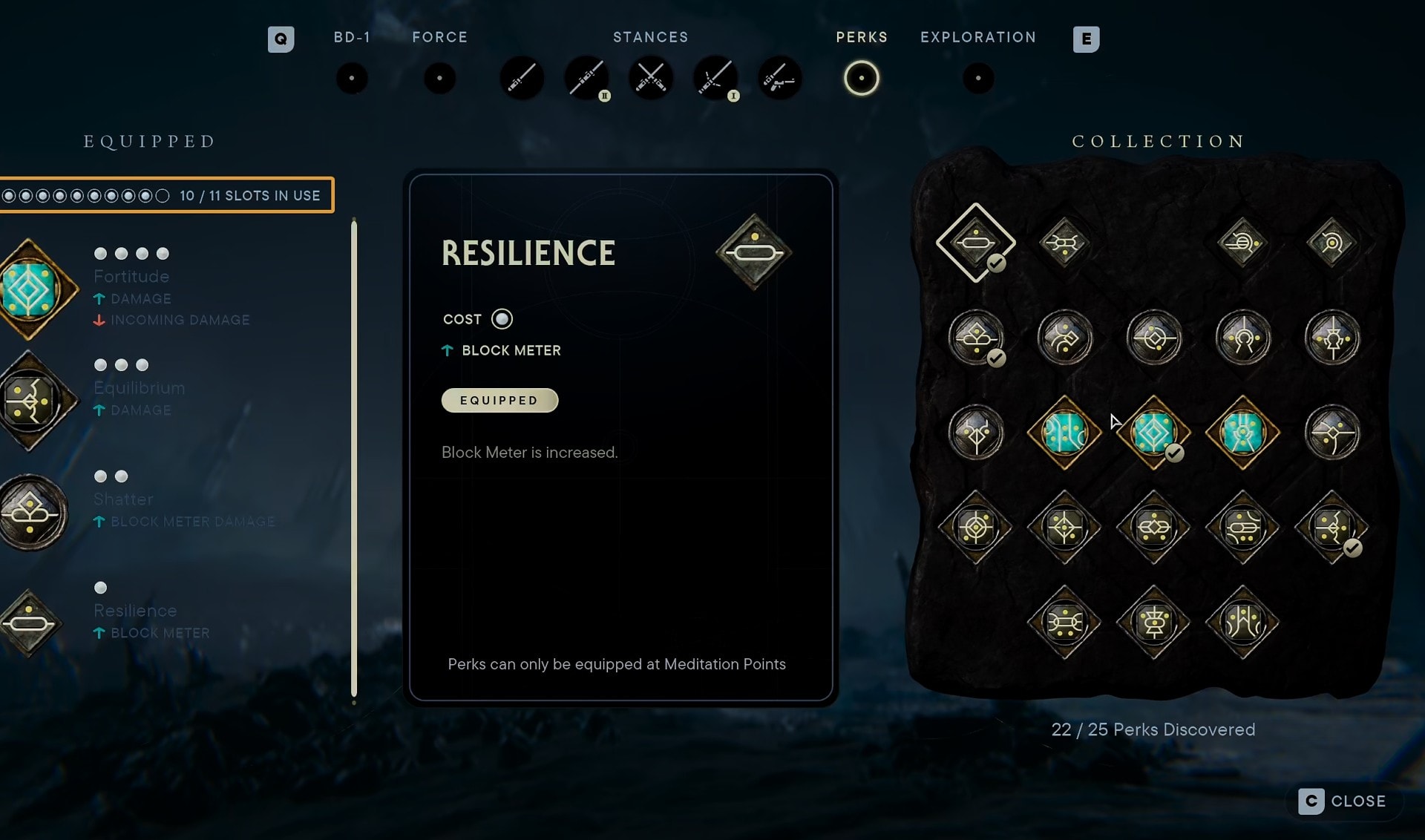 11 Perk Slots in Jedi Survivor