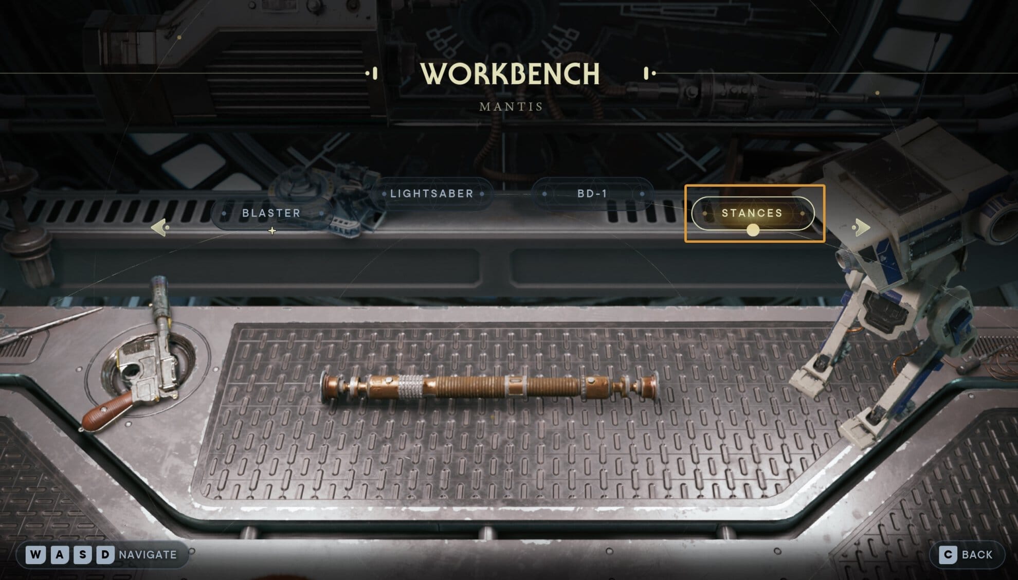 How to open Perks window from a Workbench in Jedi Survivor