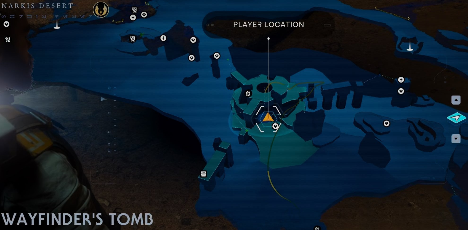 Jedi Survivor Map with Treasure Icons displayed