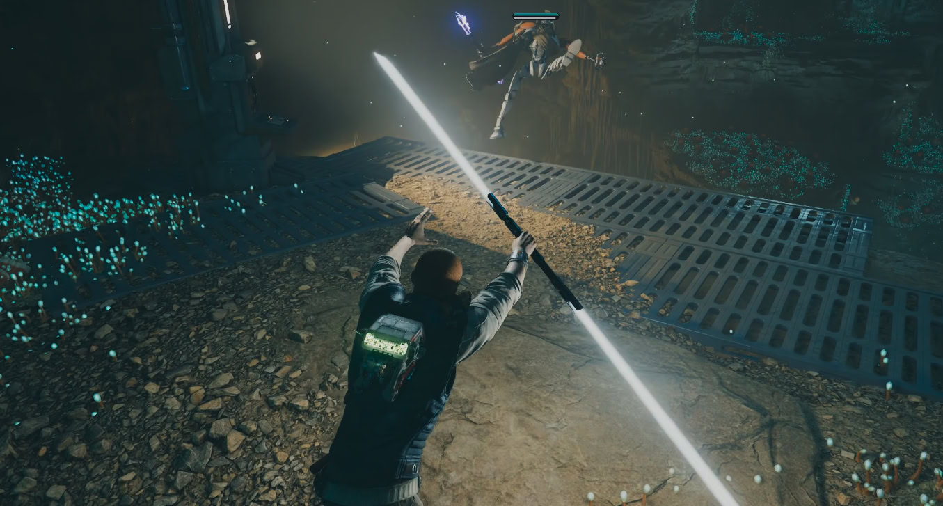 Push the MagnaGuard droid into the abyss