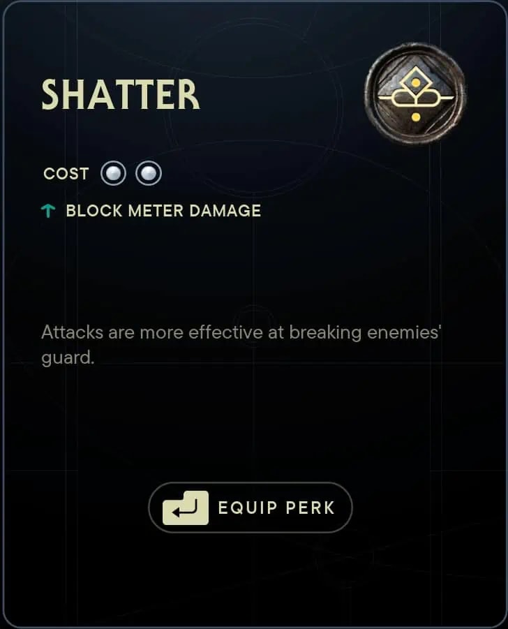 Shatter Perk for Crossguard and Single Saber Stance