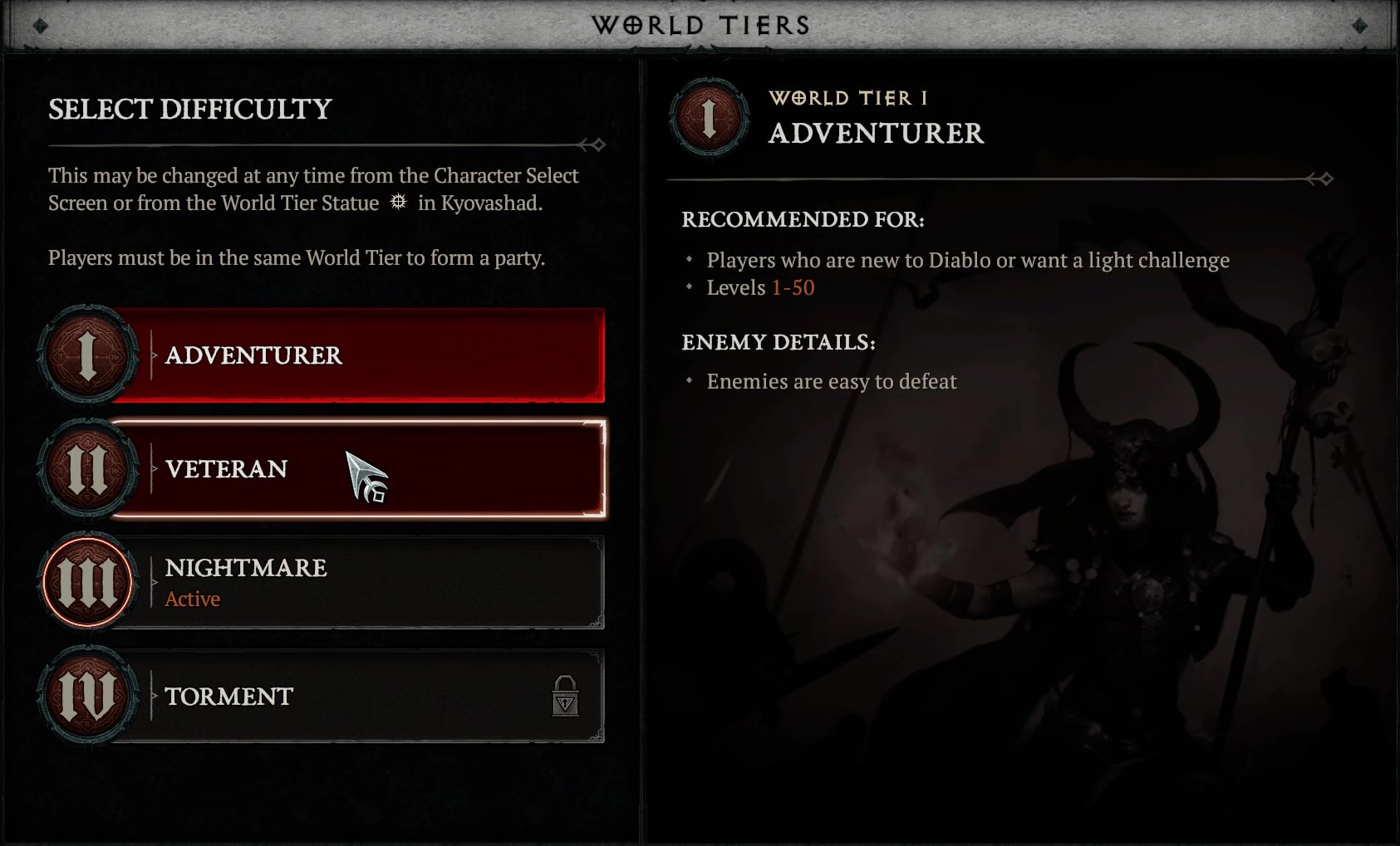 Diablo World Tiers explained - Tier 1 Adventurer