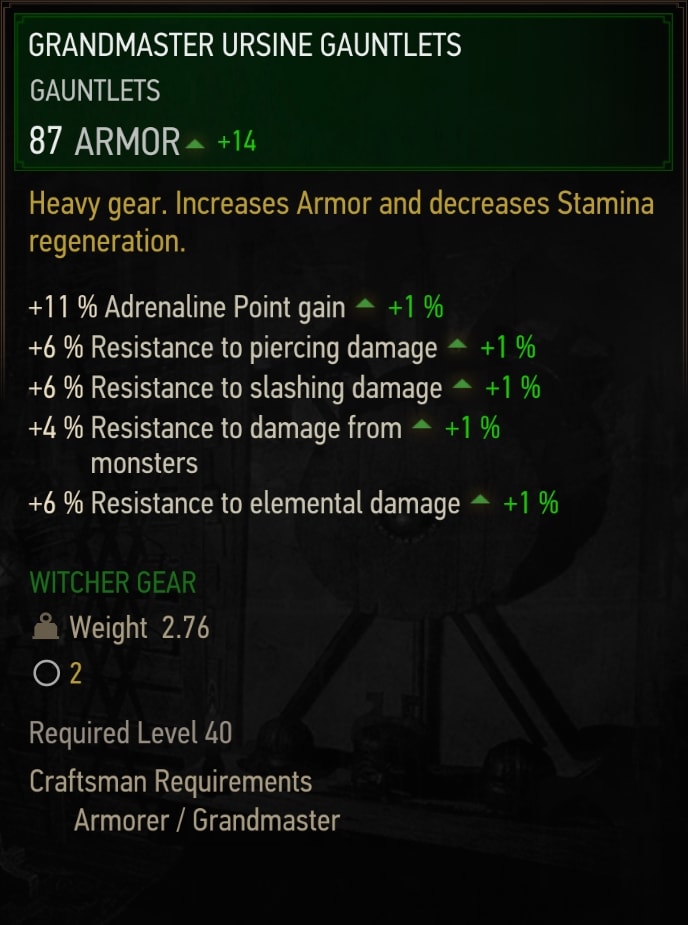 Grandmaster Ursine Gauntlets Stats