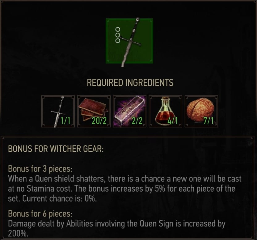 Grandmaster Ursine Steel Sword Crafting Materials