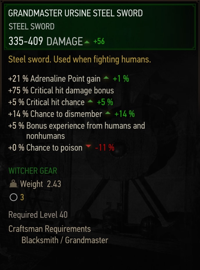 Grandmaster Ursine Steel Sword Stats