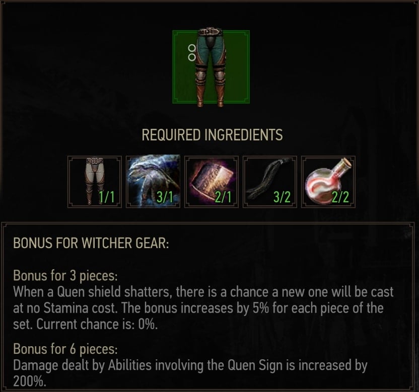 Grandmaster Ursine Trousers Crafting Materials