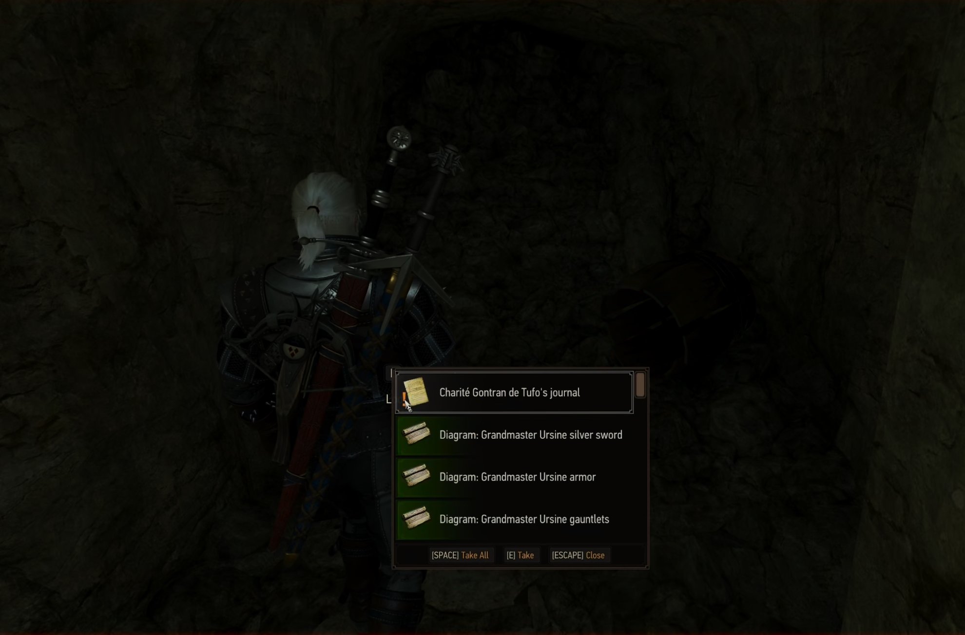Grandmaster Ursine silver sword, armor and gauntlet diagrams  chest