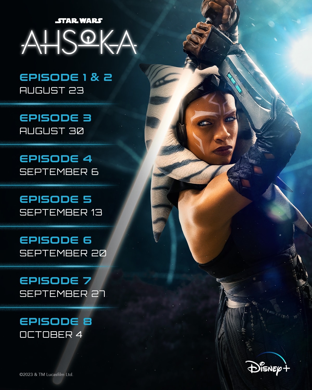 Ahsoka Live Action Episodes schedule poster