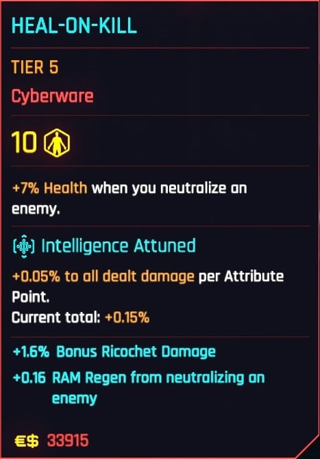 Heal on Kill Tier 5