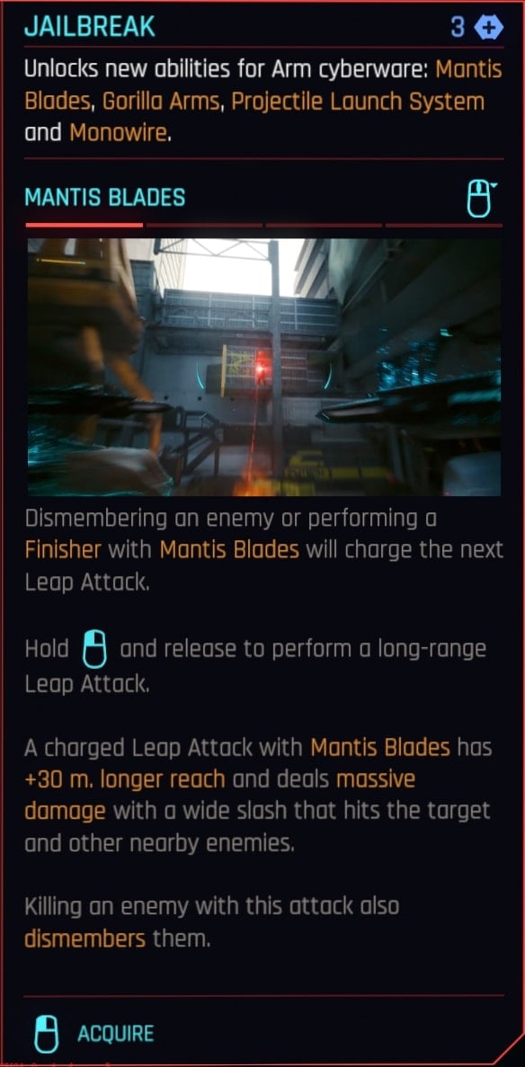 Jailbreak Description - Relic Skill Tree - Mantis Blades