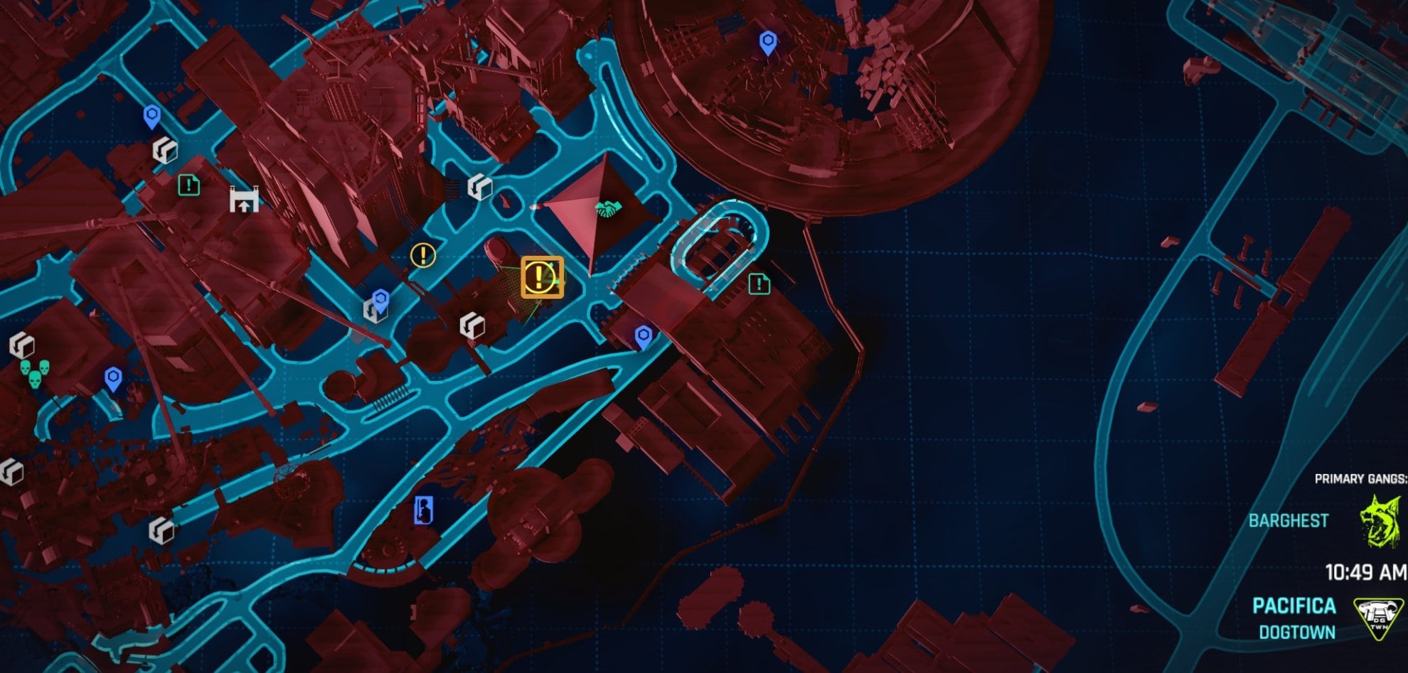 Militech Data Terminal above Capitan Caliente restaurant map
