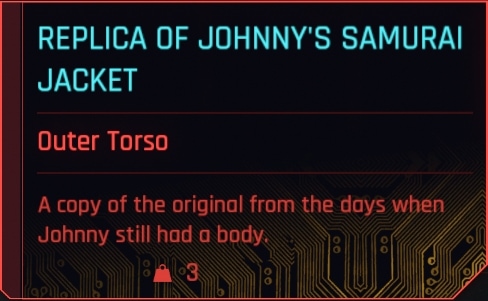 Replica of Johny's Samurai Jacket after Update 2.0
