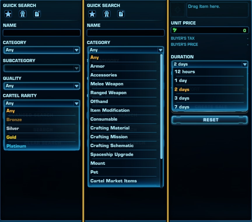 Galactic Trade Network UI 7.4 Changes