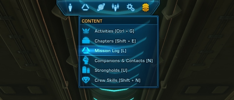 How to open the Mission Log in SWTOR