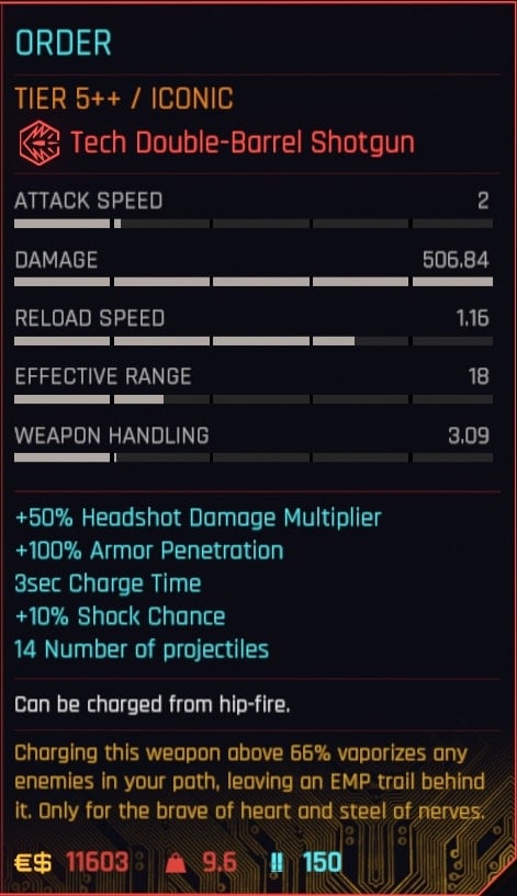 Cyberpunk 2077 Solo Berserk Build Guide - Order weapon recommendation