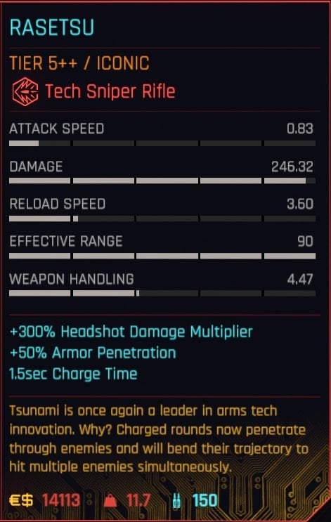 Cyberpunk 2077 Solo Berserk Build Guide - Rasetsu weapon recommendation