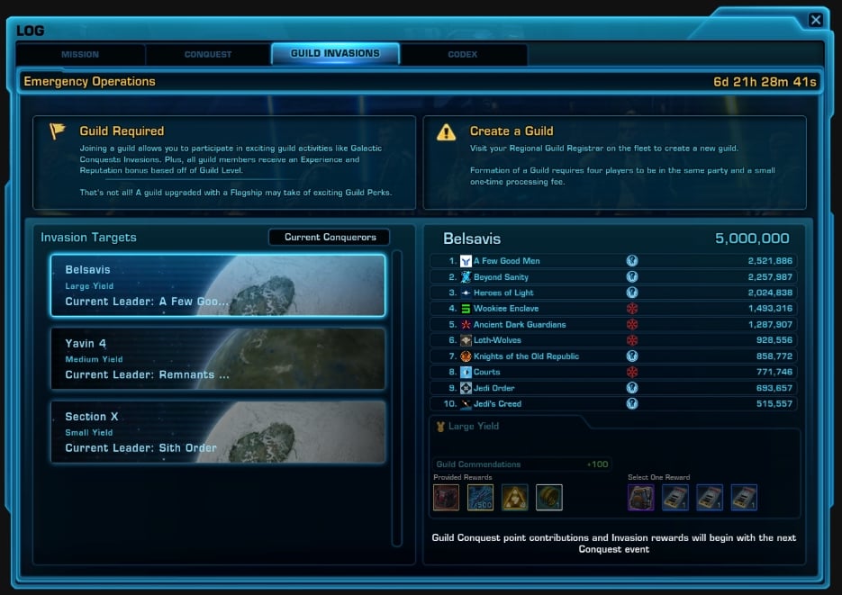SWTOR Conquest - Guild Invasion tab before your guild commits to a planet 7.3.1b.