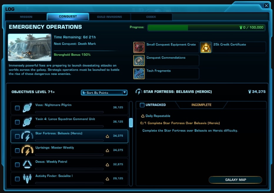 SWTOR Conquest Panel from Patch 7.3.1b