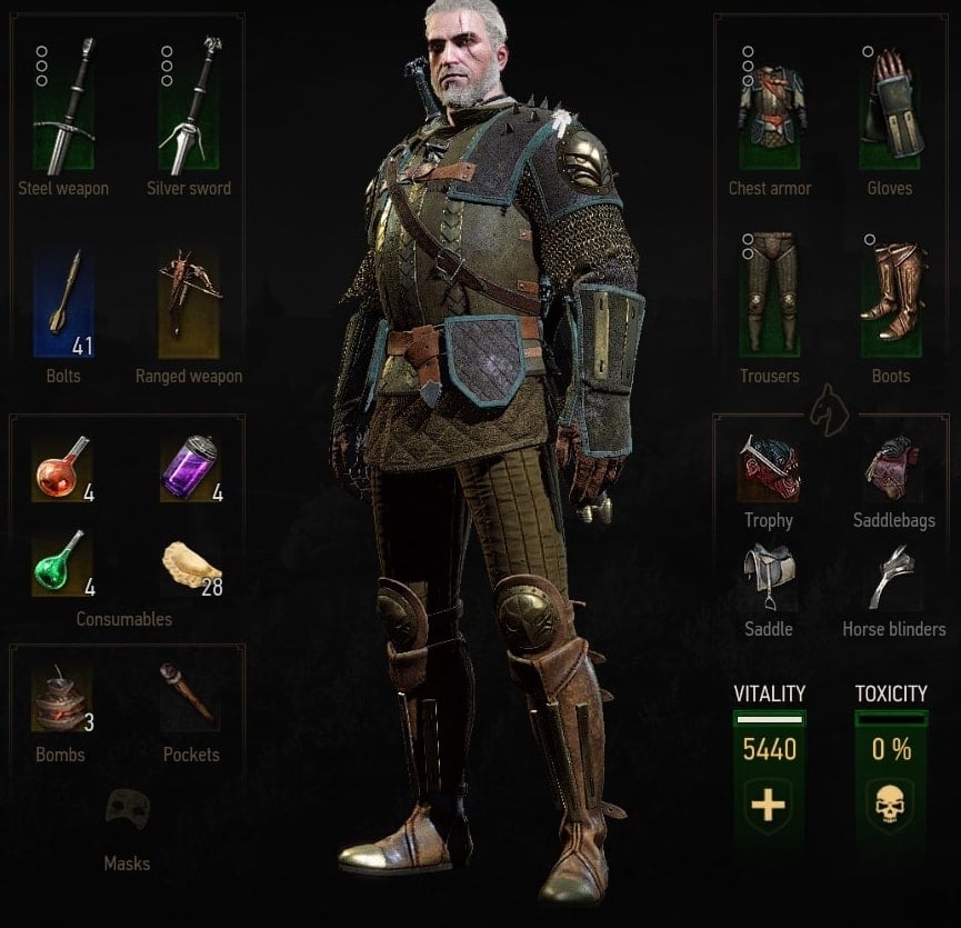 Witcher 3 Transmog guide - inventory screen