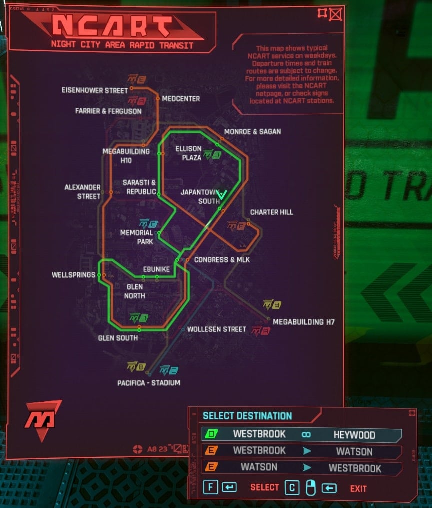 Cyberpunk 2077 NCART Metro Guide: How to use the Night City Metro in Update 2.1