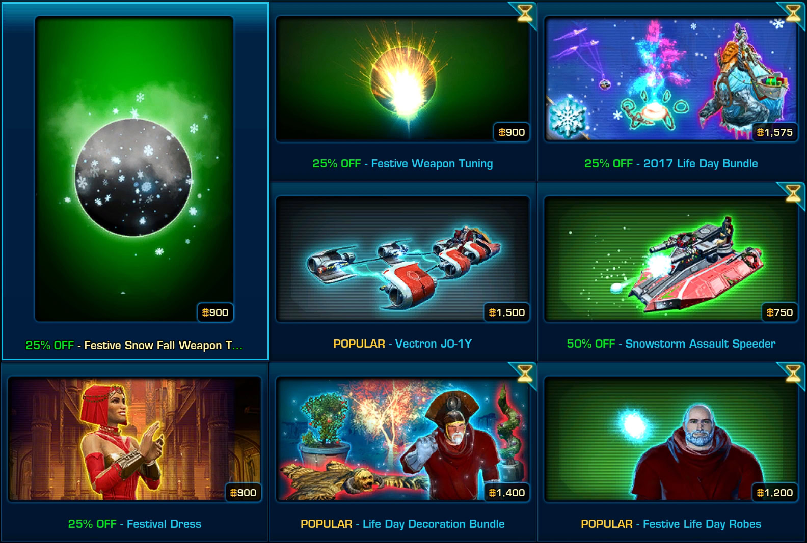 SWTOR All 2023-2024 Holiday Cartel Market Sales