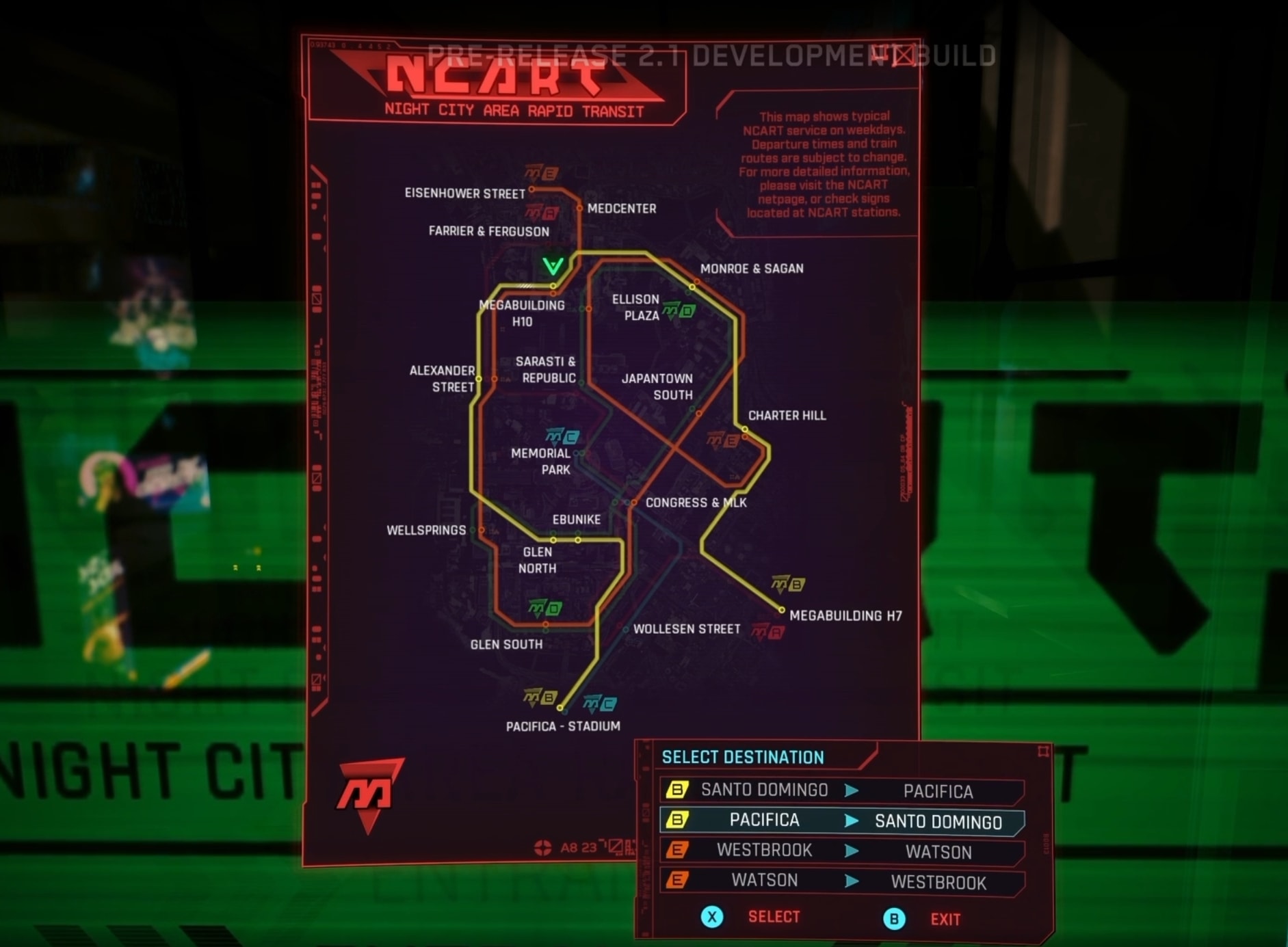 Fully functional NCART Metro System in Cyberpunk 2077 Update 2.1