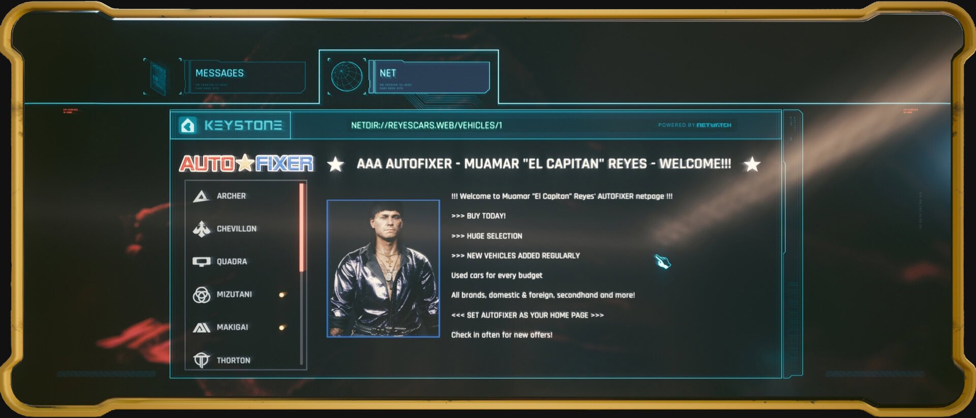 Cyberpunk 2077 AutoFixer portal in-game