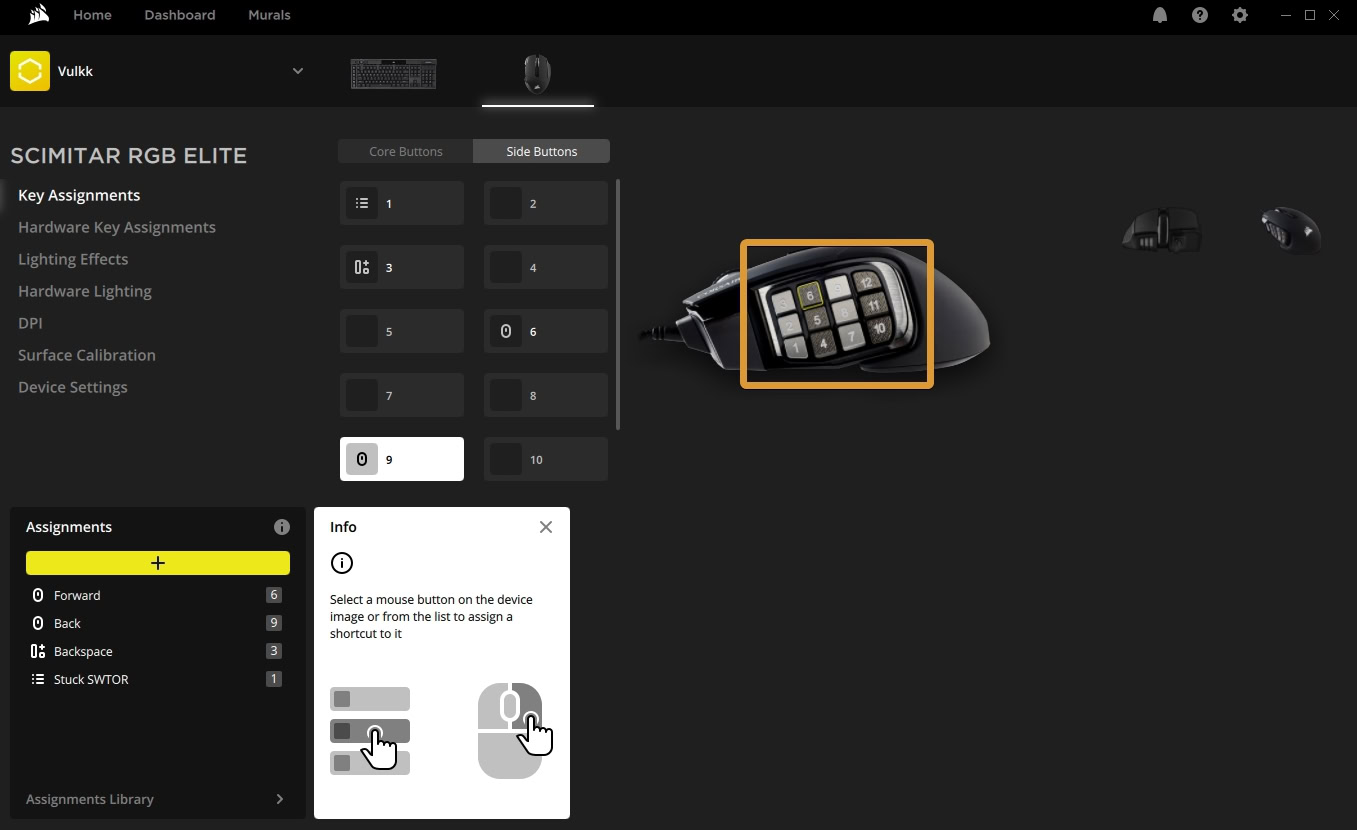 Corsair Mouse Additional Side Buttons options
