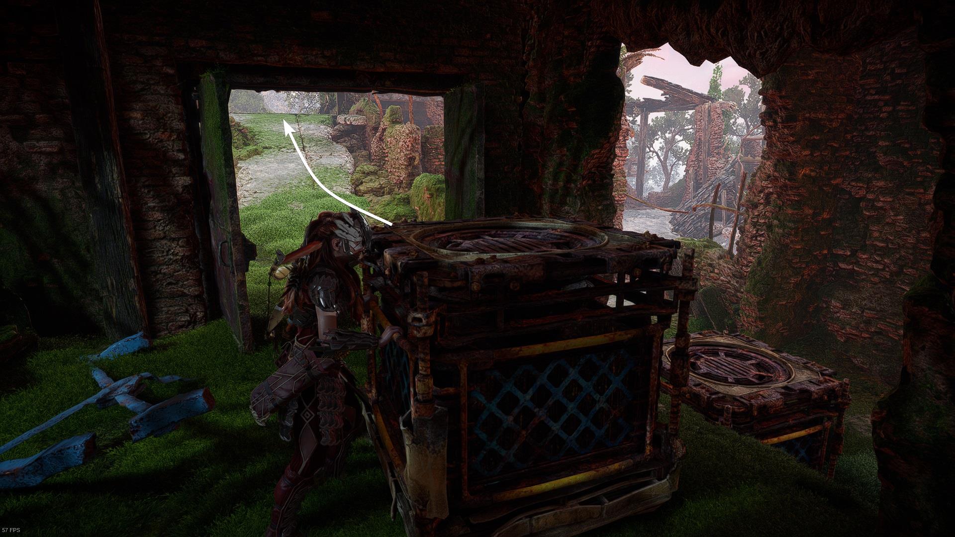Push the top crate up the ramp