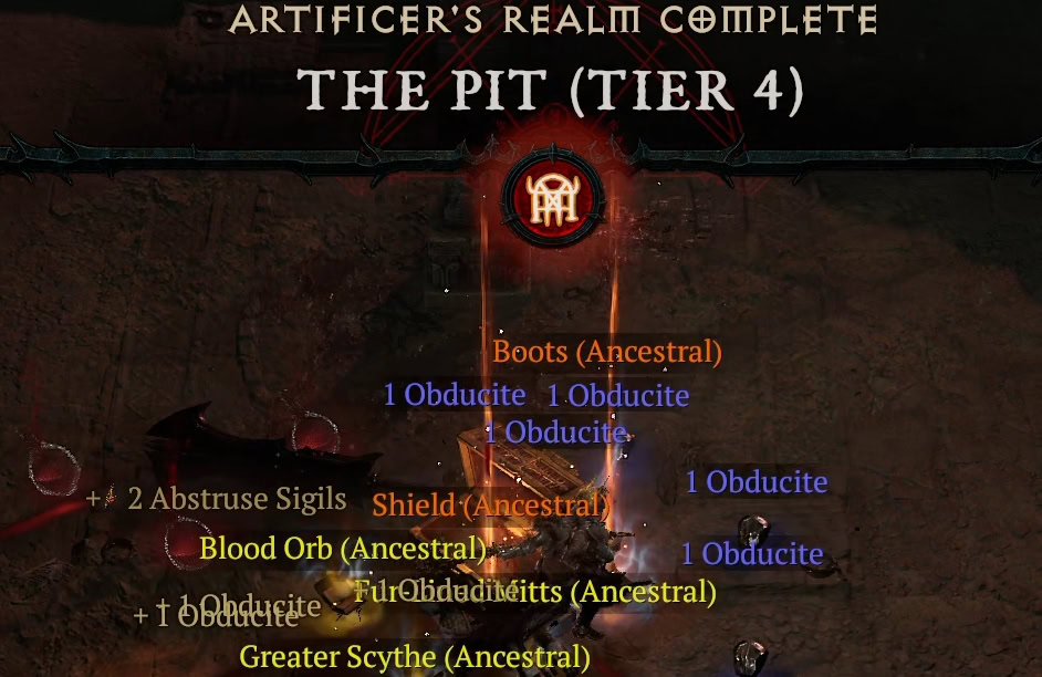 The Obducite shown in the image is one of the three tiers of Masterworking Material.