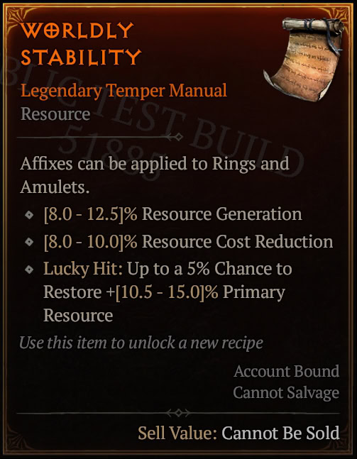 Diablo 4 Tempering Manual Item