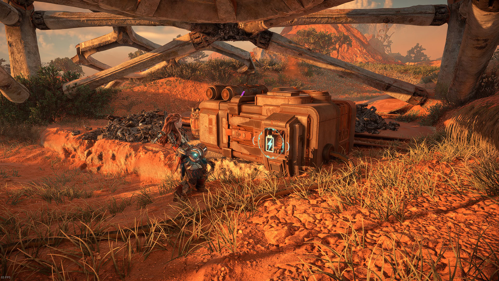 Horizon Forbidden West Cinnabar Sands Tallneck put the energy cell in the generator