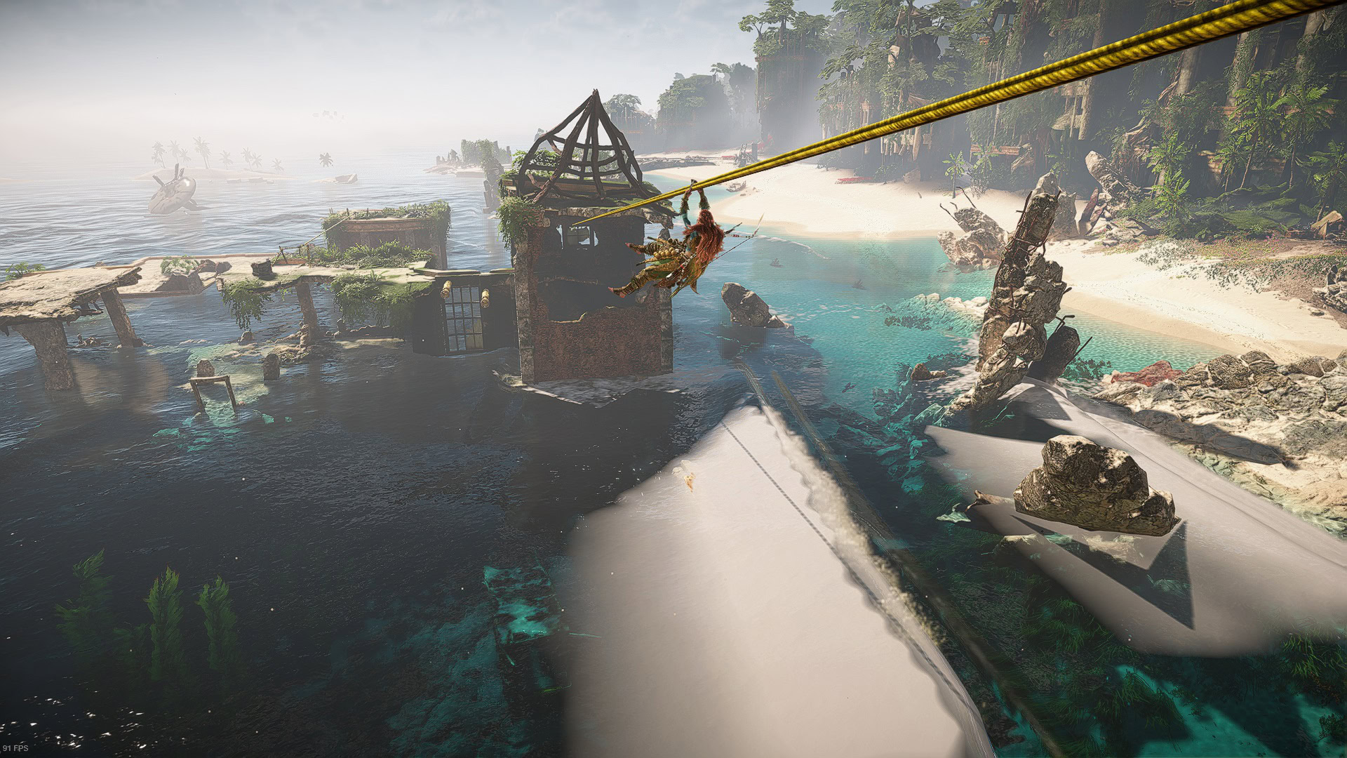 Landfall Tallneck Puzzle Guide - use the zipline