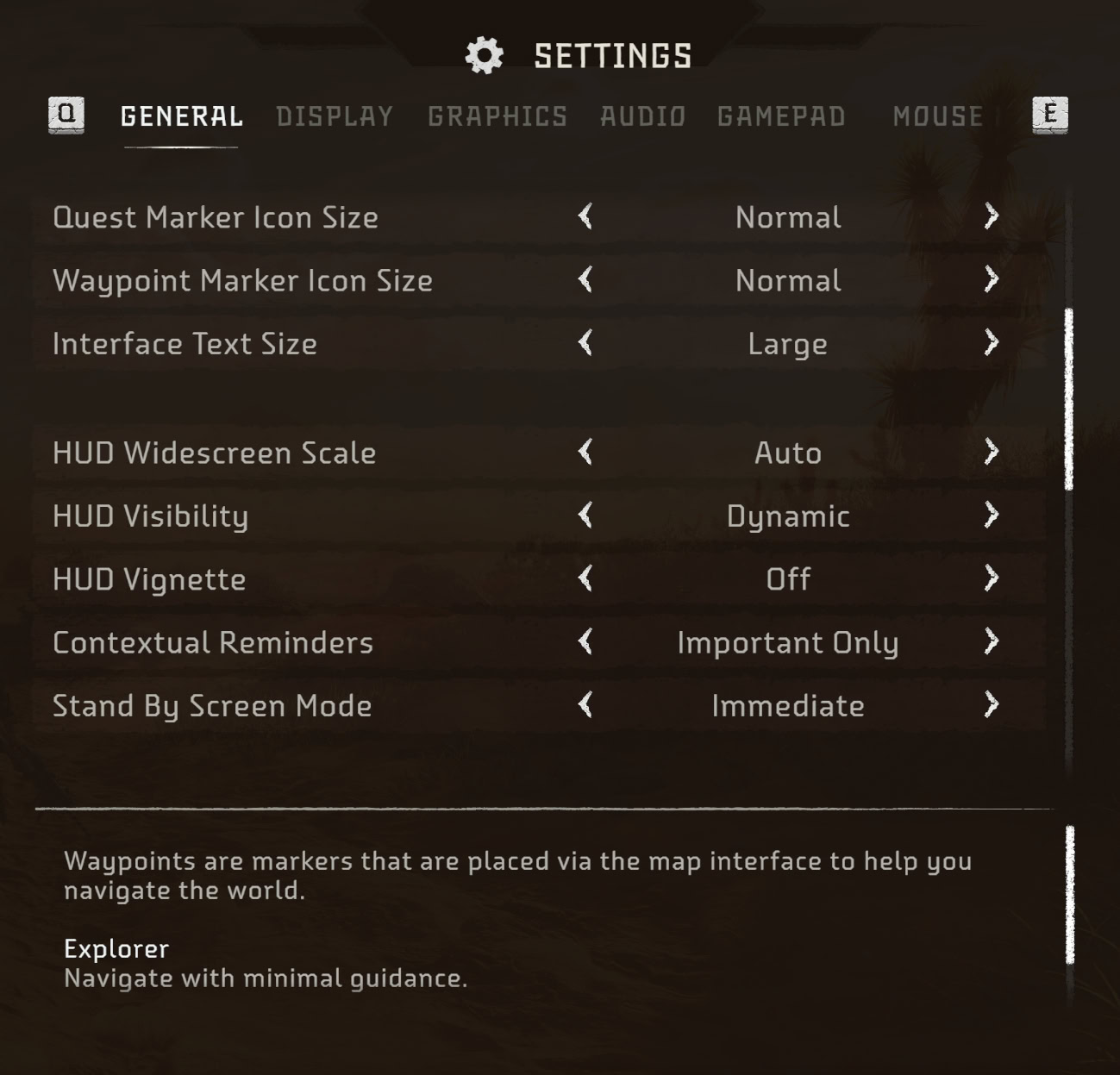 Horizon Forbidden West Large Text Size in Patch 1.3.55 - Menu Screen