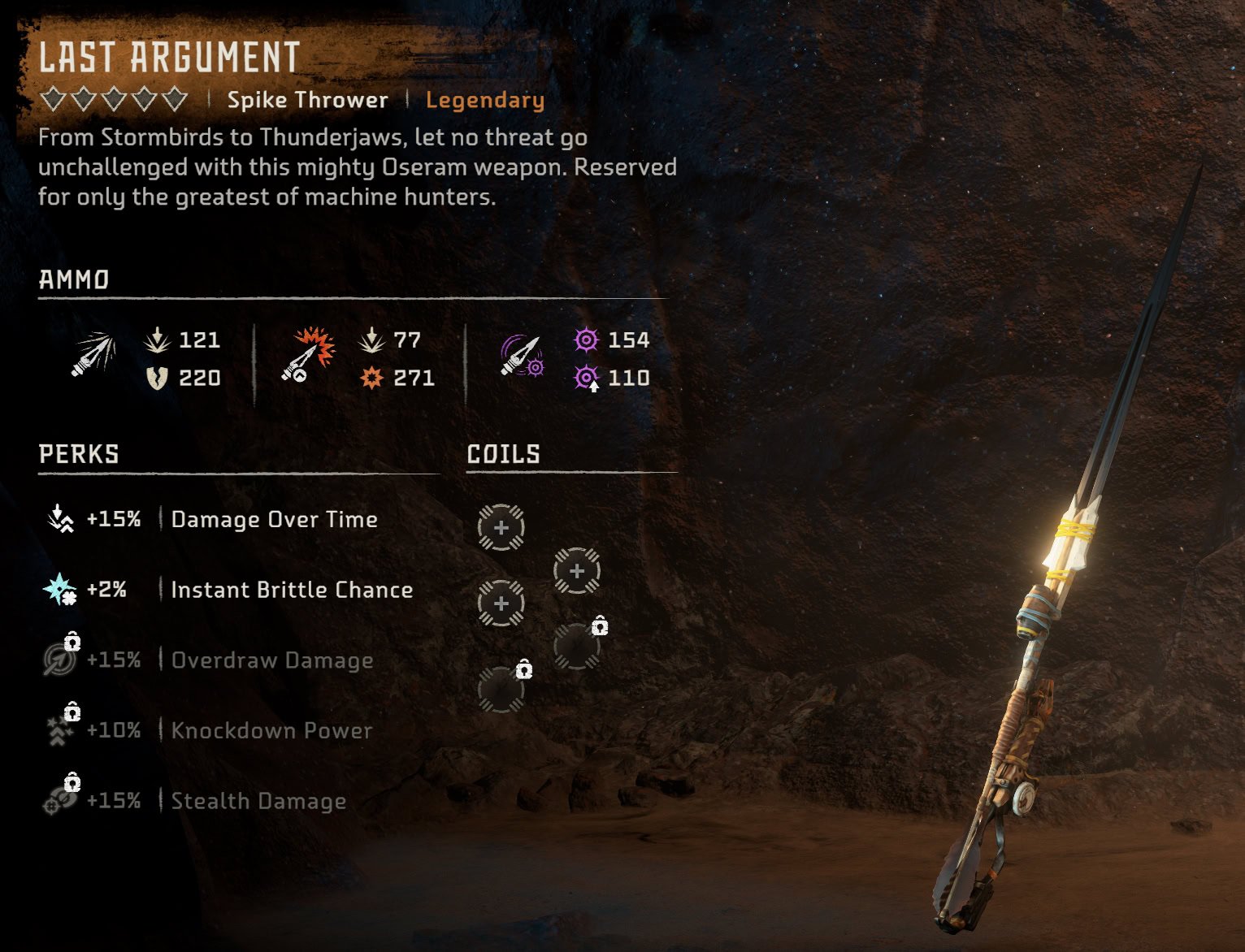 Last Argument Legendary Spike Thrower stats