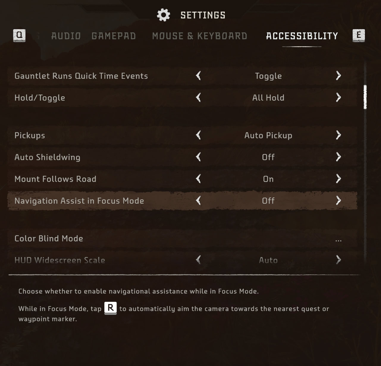 Navigation Assist in Focus Mode in HFW PC