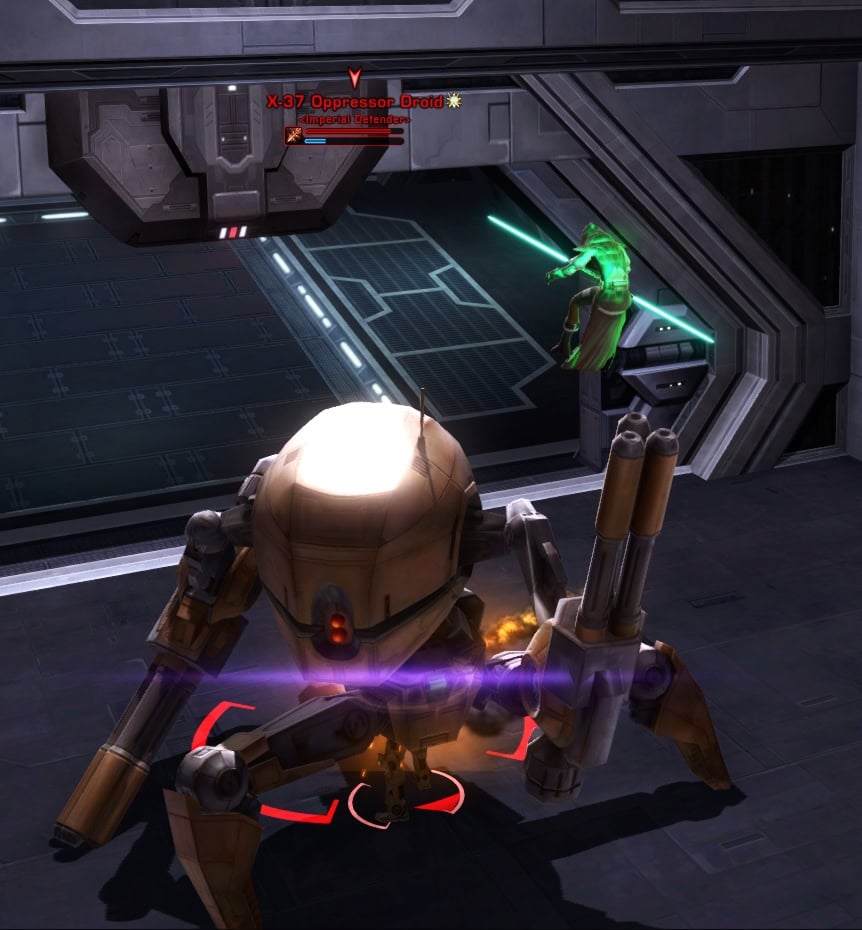 Maelstrom Prison First Boss: X-37 Oppressor Droid