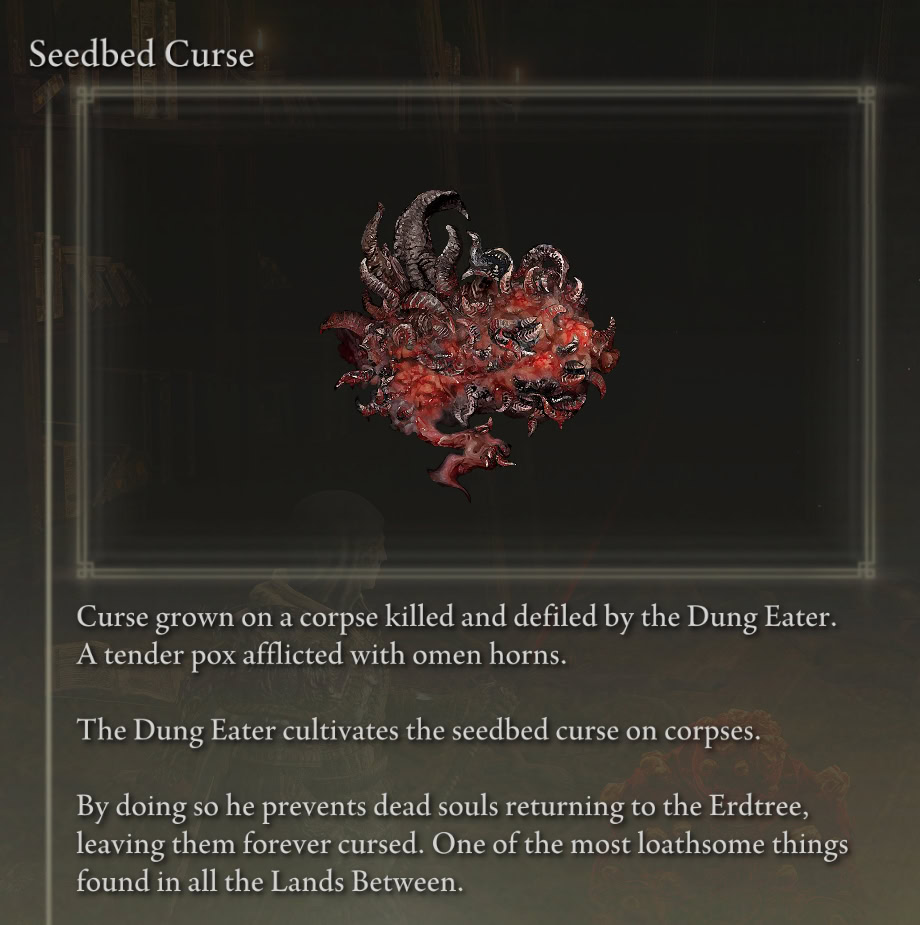 Seedbed Curse item description in Elden Ring