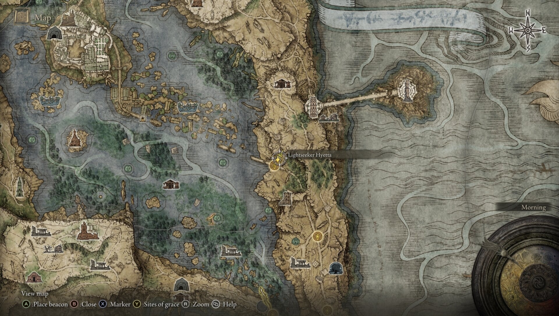 Hyetta's Feeding Grounds - Location 3: Gate Town Bridge, Carian Study Hall Side map