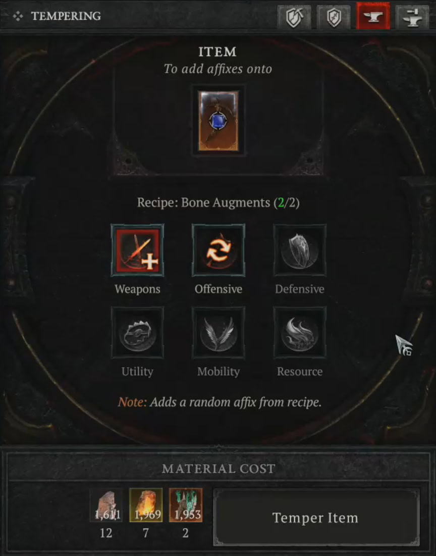 Diablo 4 Tampering UI