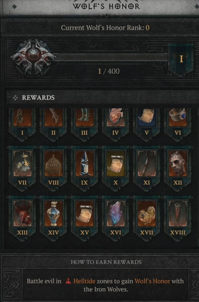 Diablo 4 Season 4 Wolfs Honor