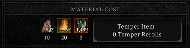 Diablo 4 Tempering Rerolls Material Cost