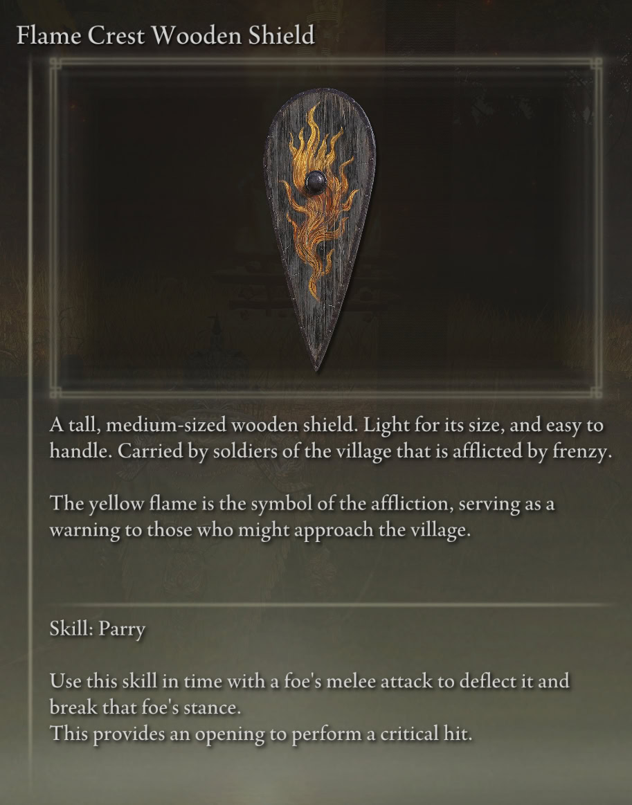 Flame Crest Wooden Shield