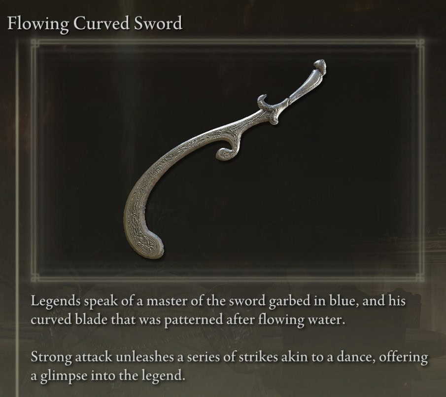 Flowing Curved Sword item description