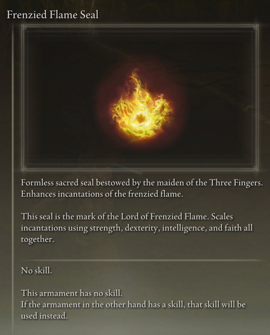 Frenzied Flame Seal description