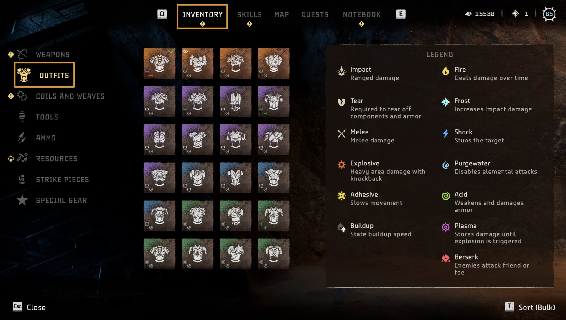 How to access the Outfits tab in Horizon Forbidden West