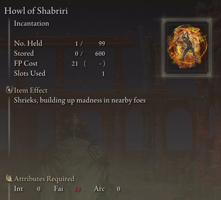 Howl of Shabriri stats