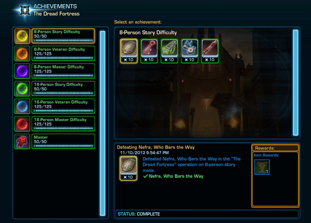 SWTOR Achievements Legacy Tab - Update 7.5